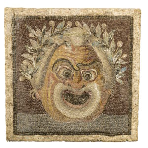 Emblema con maschera della Commedia Nuova Roma, Museo Nazionale Etrusco di Villa Giulia.